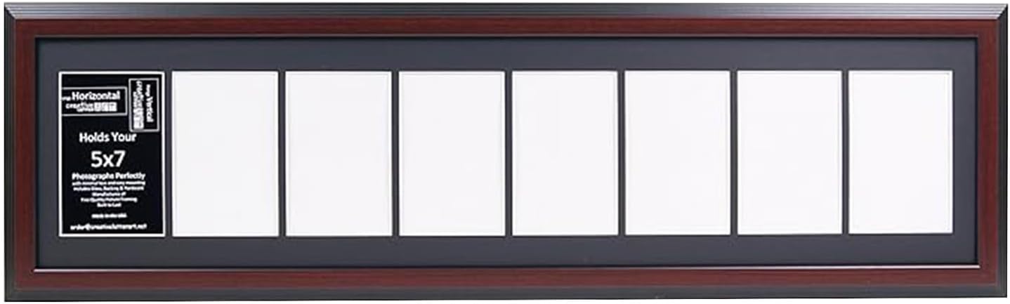 Creative Letter Art - 4 Opening 5x7 Black Picture Frame with 10x24-inch Black Mat Collage including Full Strength Glass, Alphabet Photography