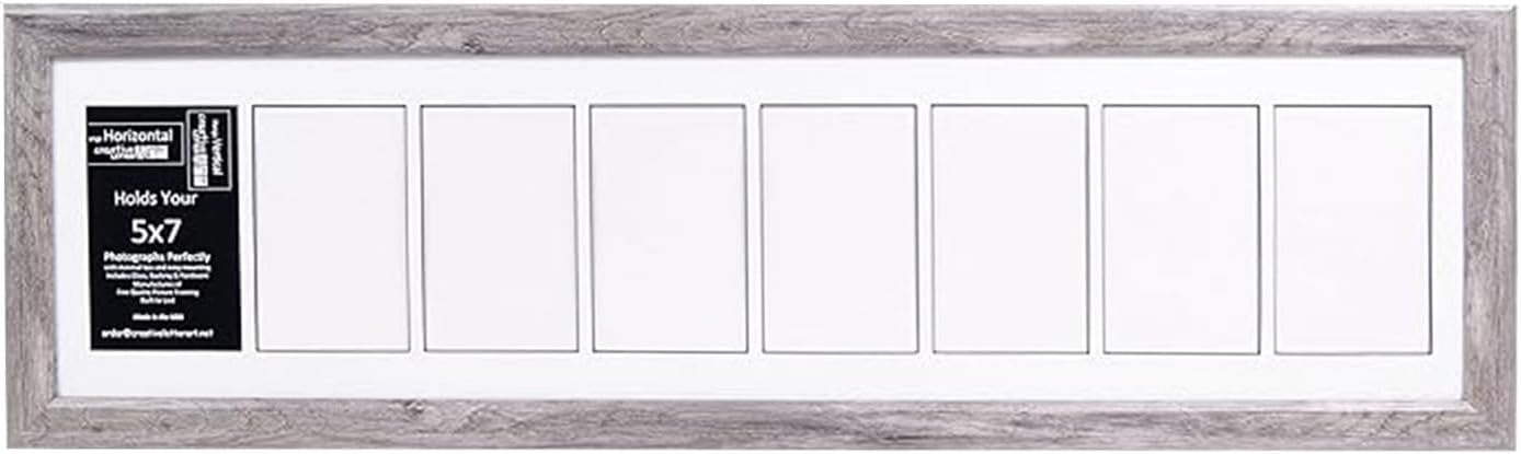 Creative Letter Art - 4 Opening 5x7 Black Picture Frame with 10x24-inch Black Mat Collage including Full Strength Glass, Alphabet Photography
