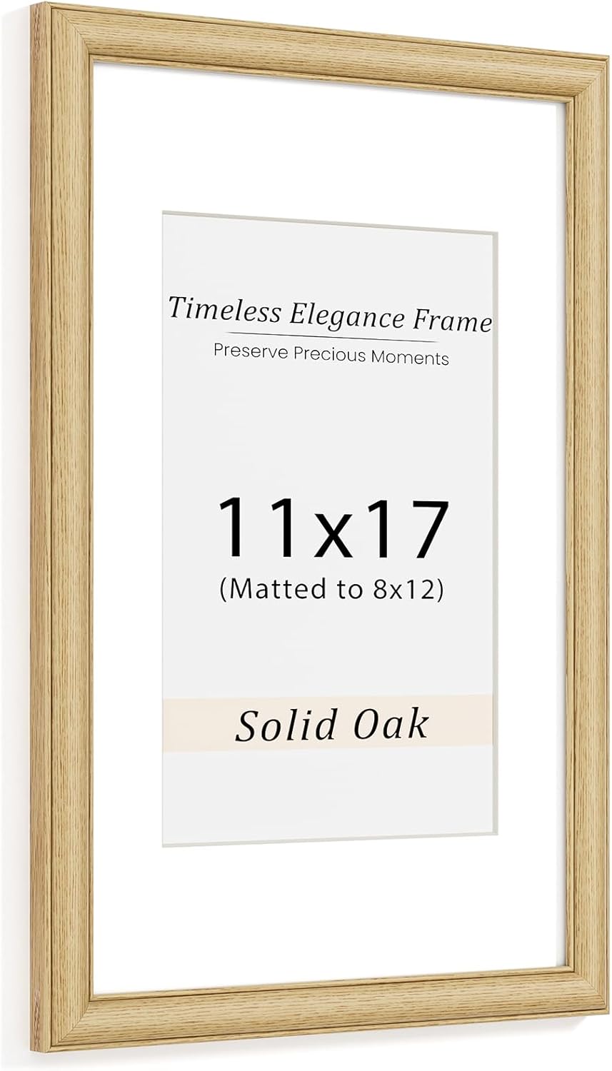 Natural Walnut 11x14 Picture Frames Mat to 8x10 Picture Display Set of 3,Original Wood Handcrafted 11x14 Diploma Frame with Tempered Glass Graduation Family Wedding Certificate Photo Wall Mounted