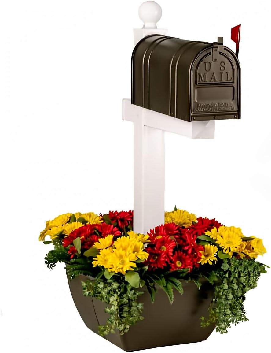 SnapPot® Mailbox Planter – 24" Resin Wrap for 4×4 & 6×6 Posts, Extra‑Large 16+ Gal Planter, Weatherproof UV‑Stable Tuxedo Black