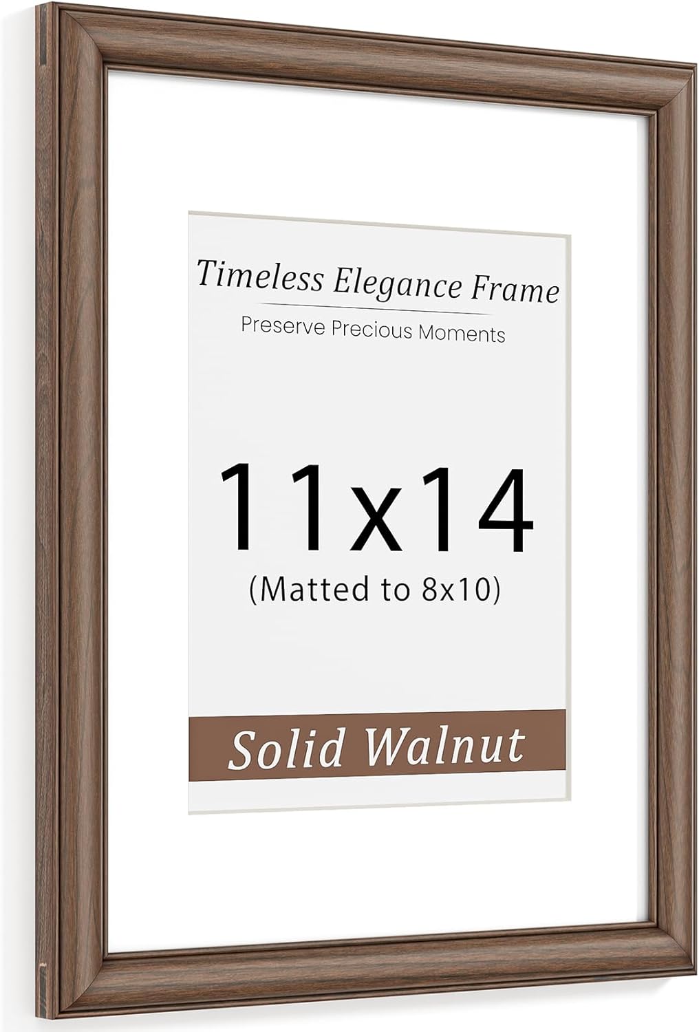 Natural Walnut 11x14 Picture Frames Mat to 8x10 Picture Display Set of 3,Original Wood Handcrafted 11x14 Diploma Frame with Tempered Glass Graduation Family Wedding Certificate Photo Wall Mounted