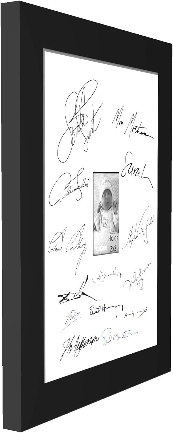 Creative Picture Frames 8X10-16X20Bk-W Signature Frame - Photo Frame With White Mat Holds 8X10-Inch Media Including Installed Wall Hangers