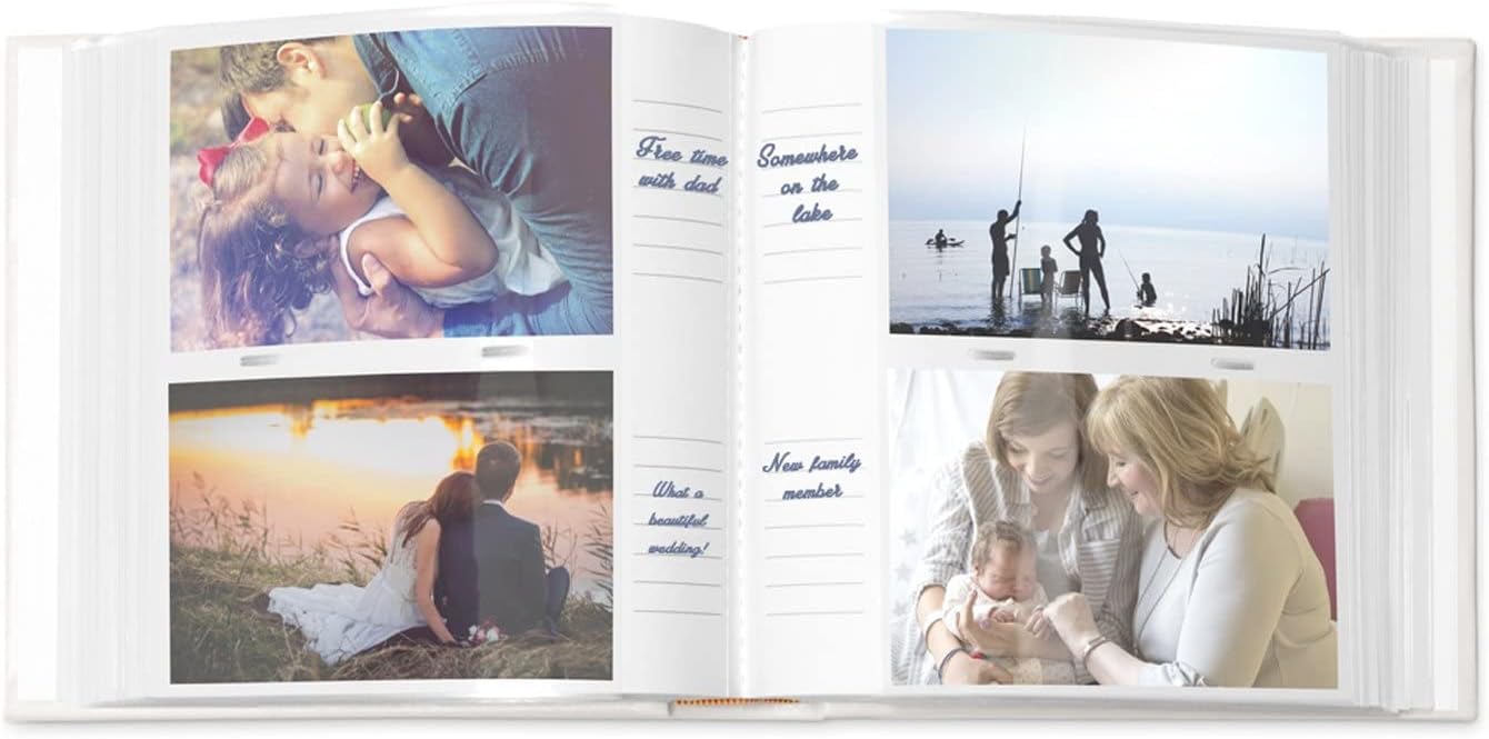 Maverton Slip-In Photo Album for couples - Engravable cover with a photo frame- White leatherette- 200 images- Personalized album for parents - For Wedding - photo frame