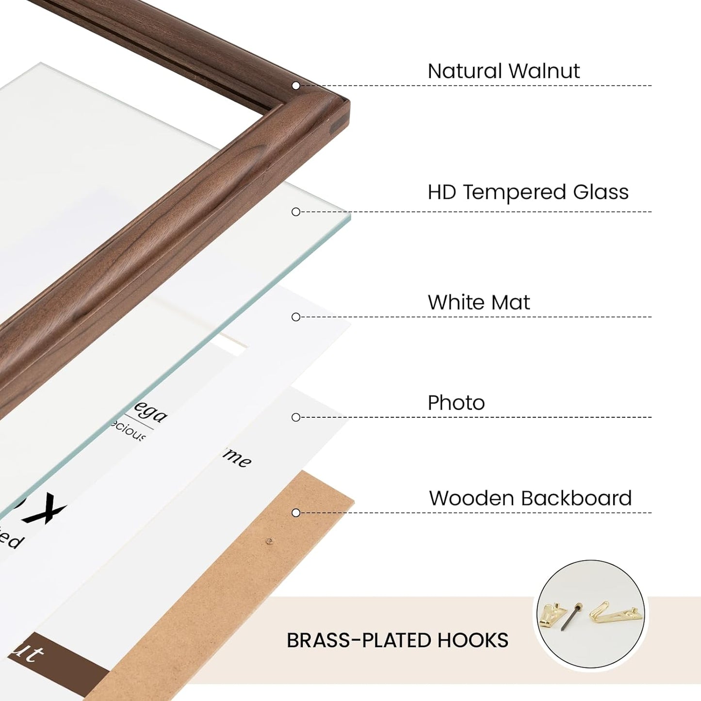 Natural Walnut 11x14 Picture Frames Mat to 8x10 Picture Display Set of 3,Original Wood Handcrafted 11x14 Diploma Frame with Tempered Glass Graduation Family Wedding Certificate Photo Wall Mounted