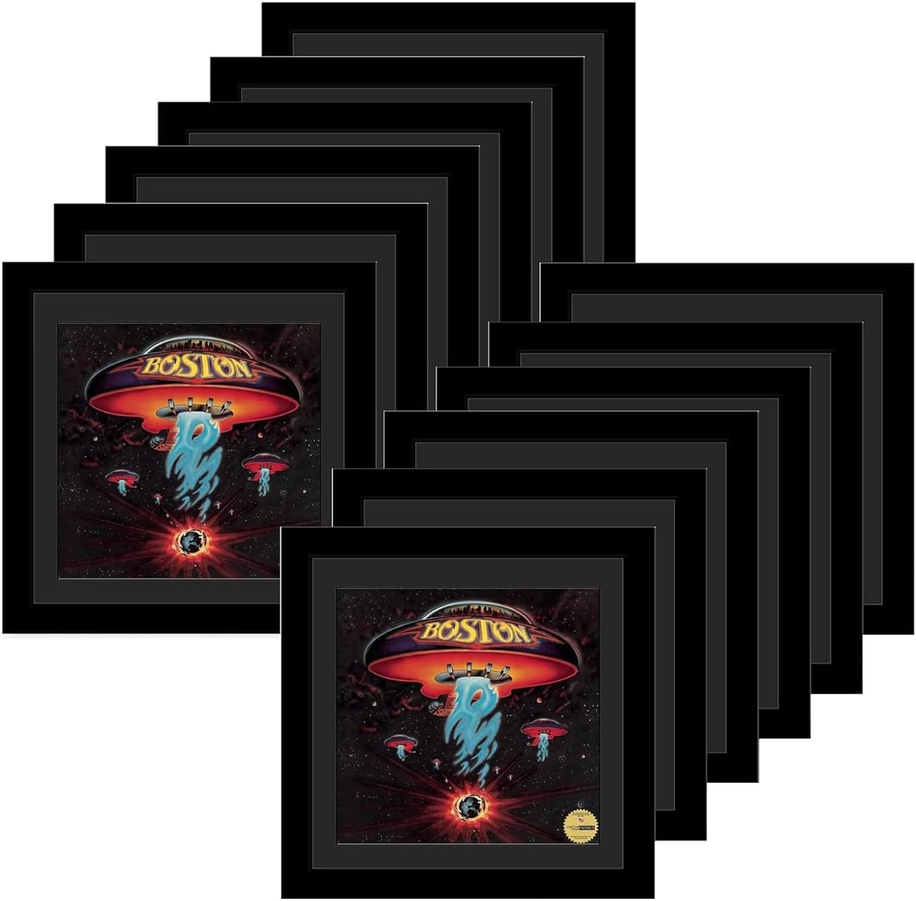 Creative Picture Frames 15" x 15" LP Album Cover Frame, Vinyl Record Wall Mount Display for Home Decor with Hanging Hardware & Full-Strength Glass, White Mat, 1 Count