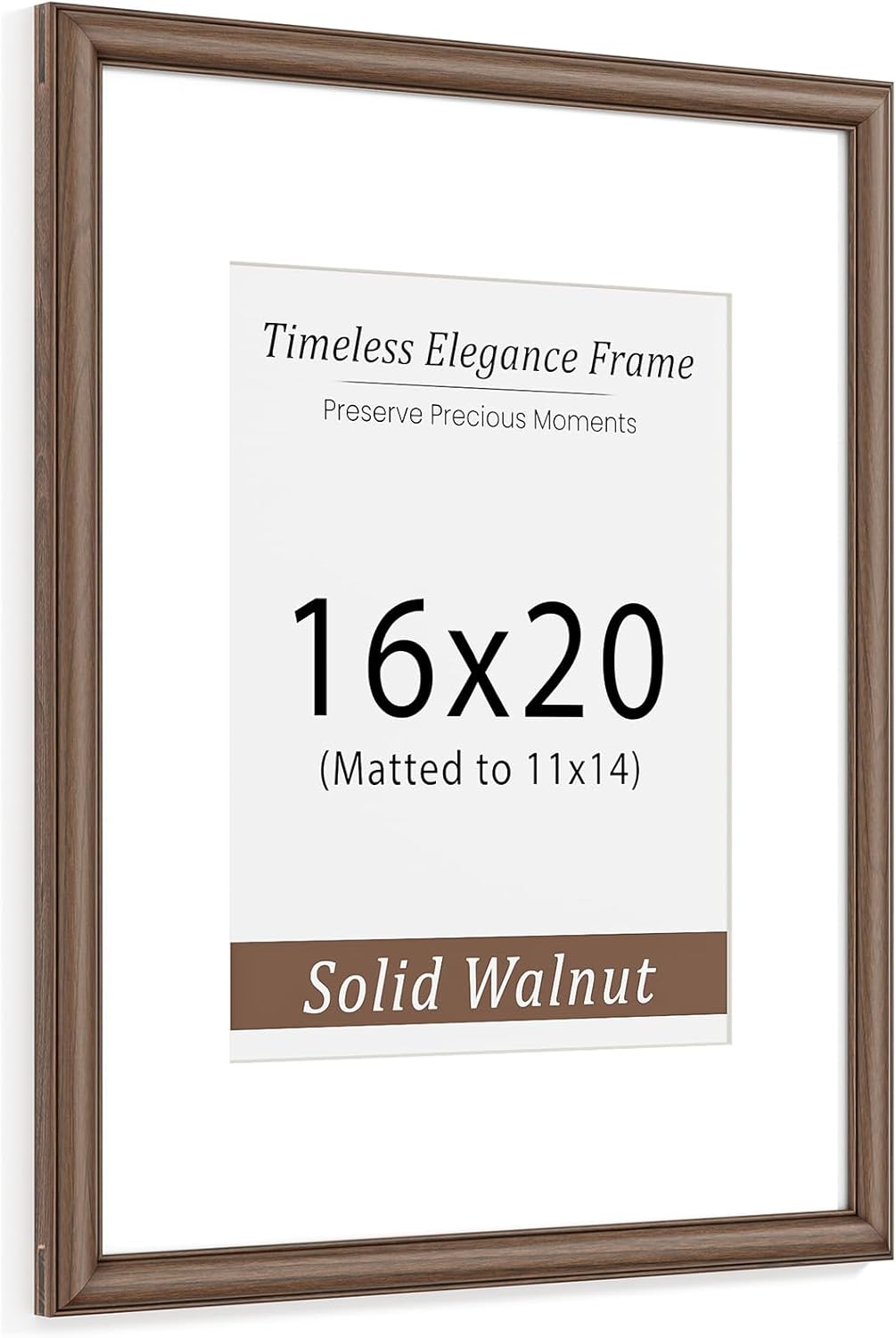 Natural Walnut 11x14 Picture Frames Mat to 8x10 Picture Display Set of 3,Original Wood Handcrafted 11x14 Diploma Frame with Tempered Glass Graduation Family Wedding Certificate Photo Wall Mounted