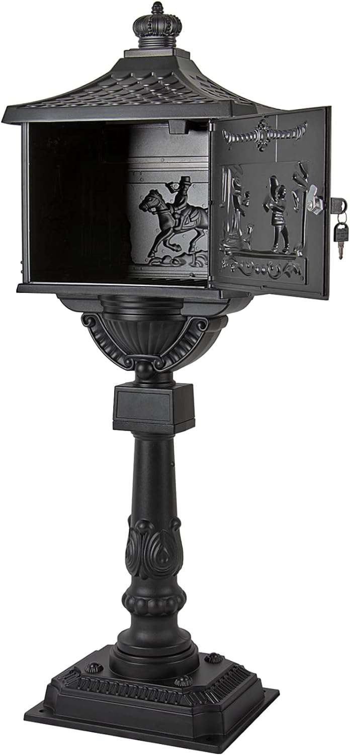 Polar Aurora Mailbox Cast Aluminum Black Mail Box Postal Box Security Heavy Duty New