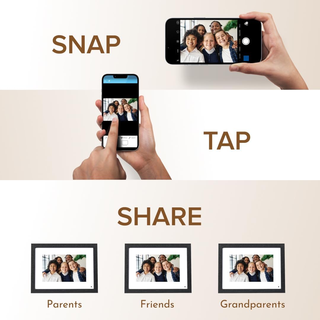 PhotoShare Gallery 10.1” WiFi Digital Photo Frame | Send Photo or Video from Phone to Digital Picture Frame with Free PhotoShare Frame App | End-to-End Encryption | Midnight Black