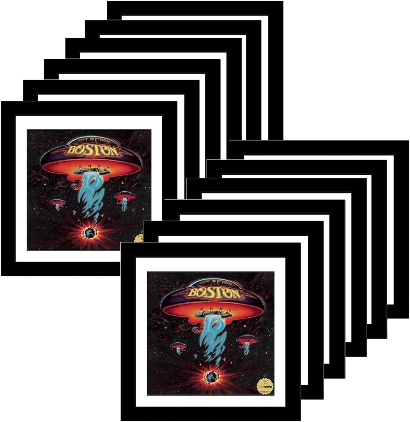 Creative Picture Frames 15" x 15" LP Album Cover Frame, Vinyl Record Wall Mount Display for Home Decor with Hanging Hardware & Full-Strength Glass, White Mat, 1 Count