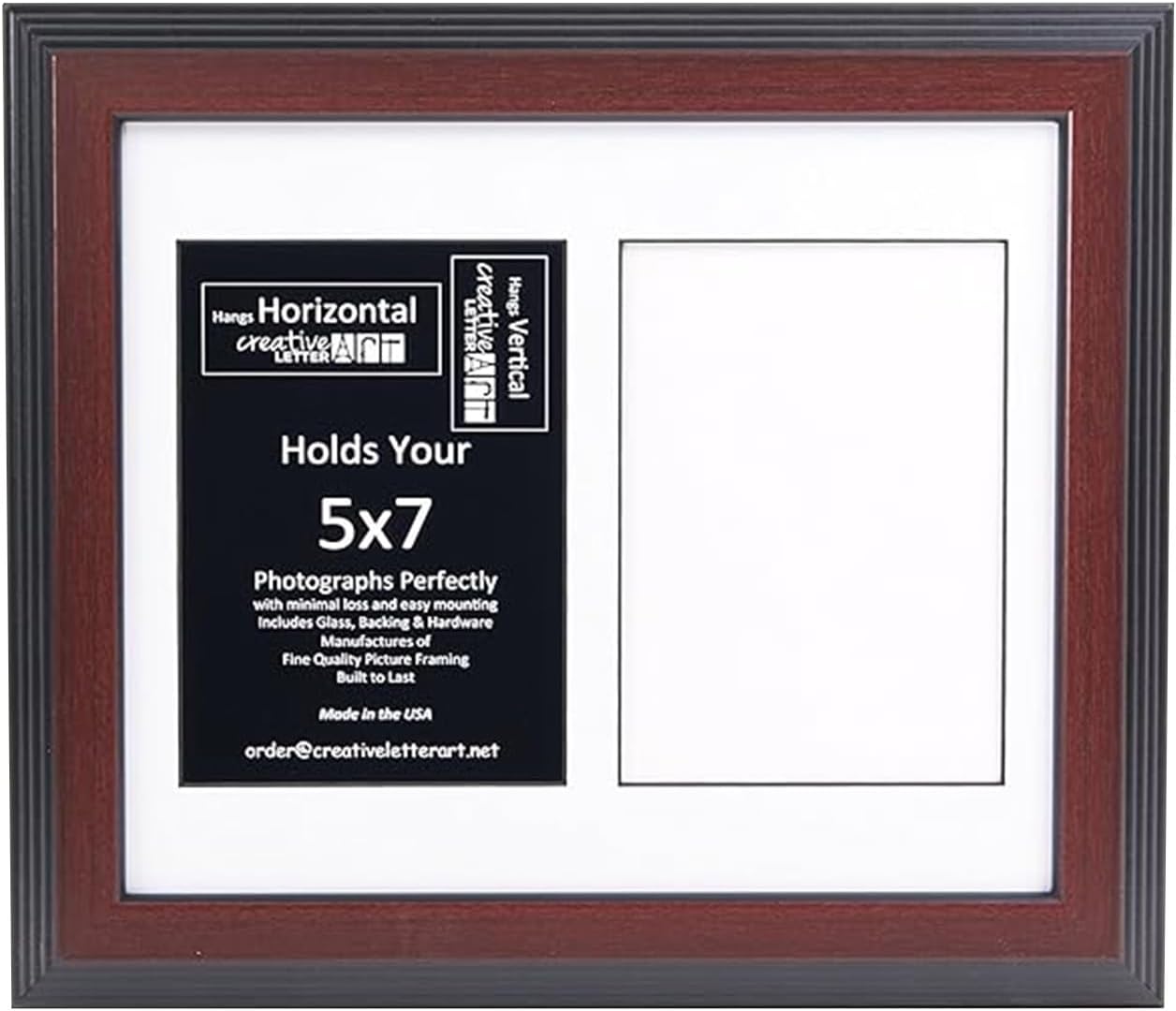 Creative Letter Art - 4 Opening 5x7 Black Picture Frame with 10x24-inch Black Mat Collage including Full Strength Glass, Alphabet Photography