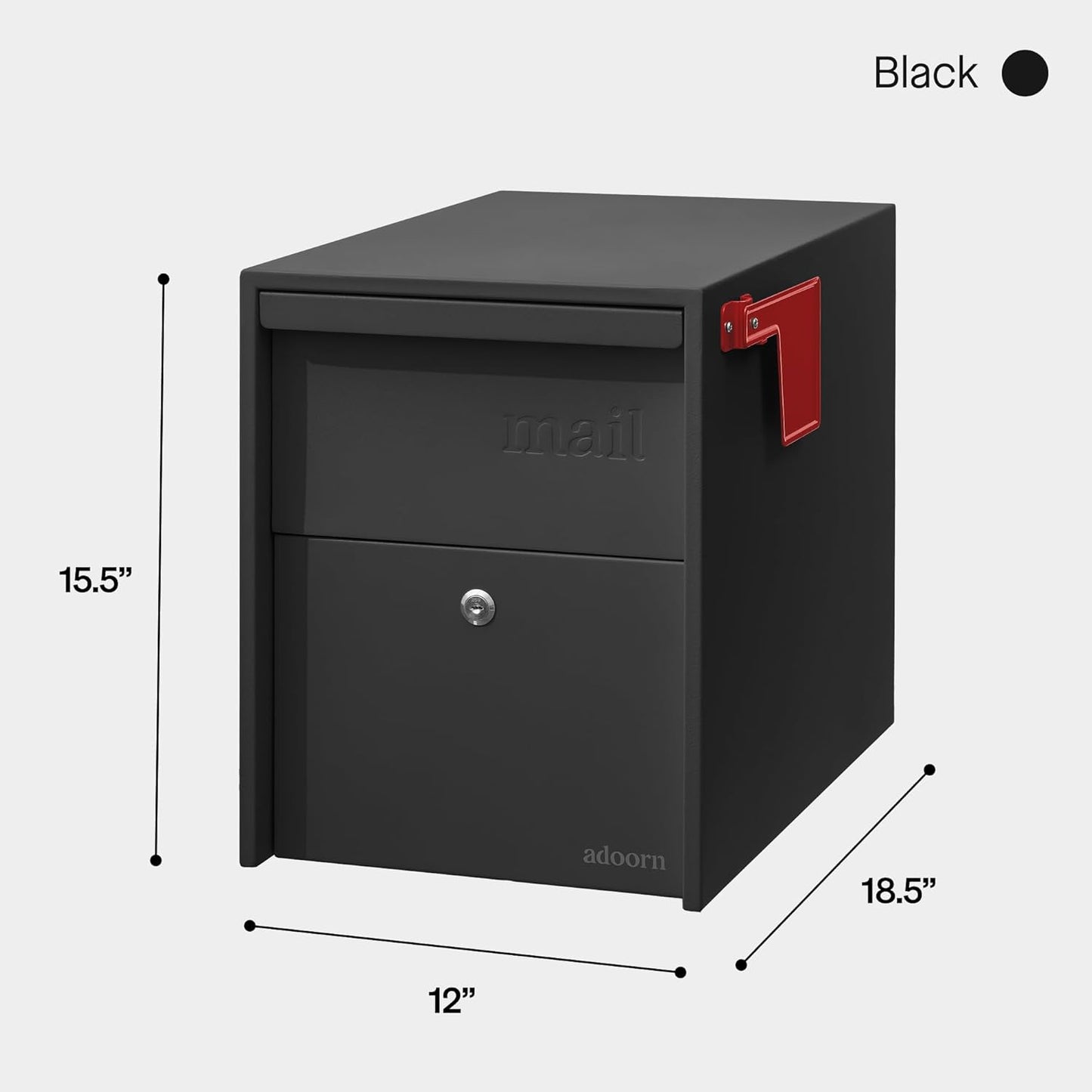 Adoorn Lockable Post Mount Mailbox | Large Size - Anti-Theft Locking Mailbox, 15.5" H x 12" W x 18.5" D, Weatherproof Mailboxes for Outside The House