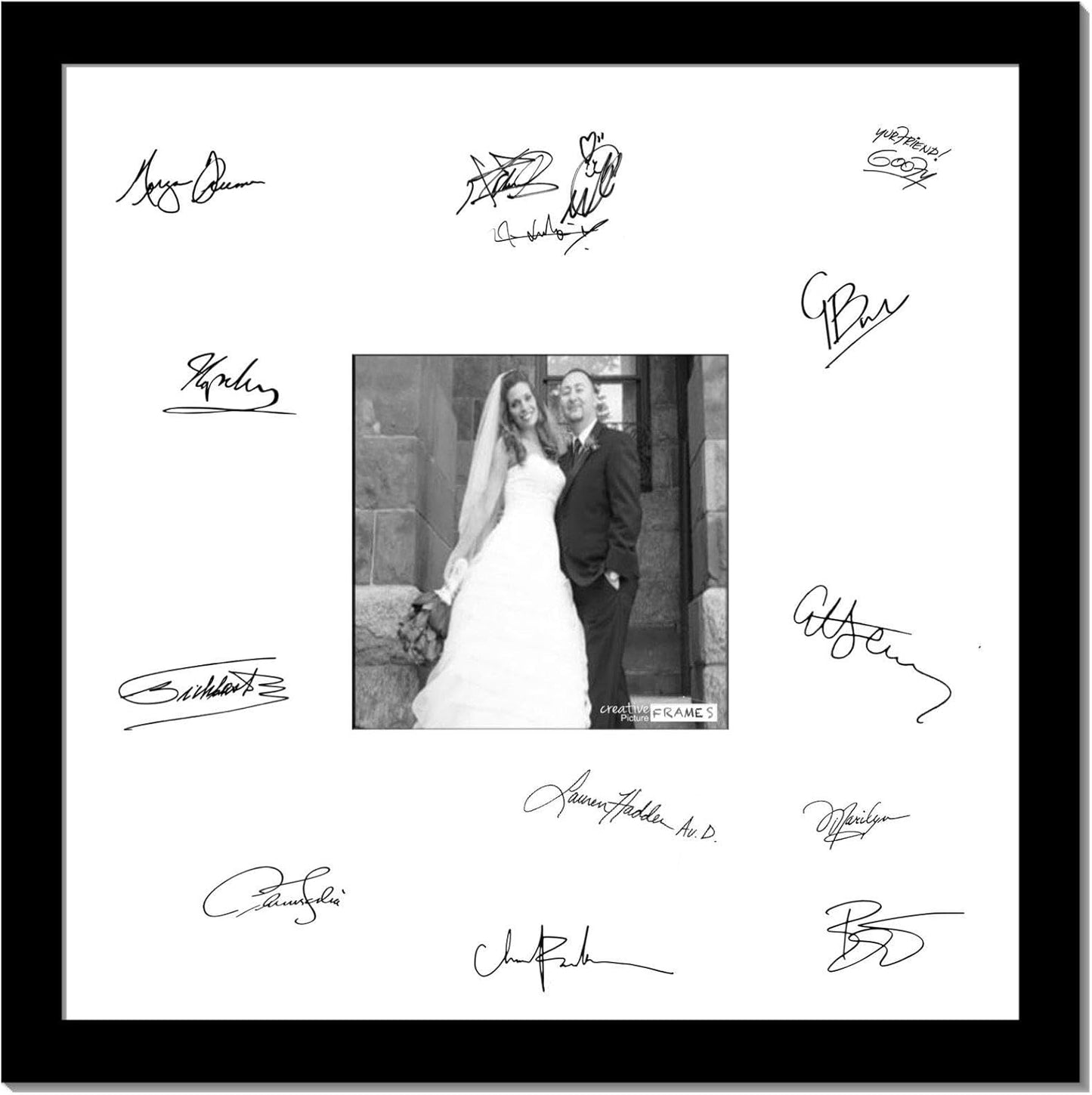 Creative Picture Frames 8X10-16X20Bk-W Signature Frame - Photo Frame With White Mat Holds 8X10-Inch Media Including Installed Wall Hangers