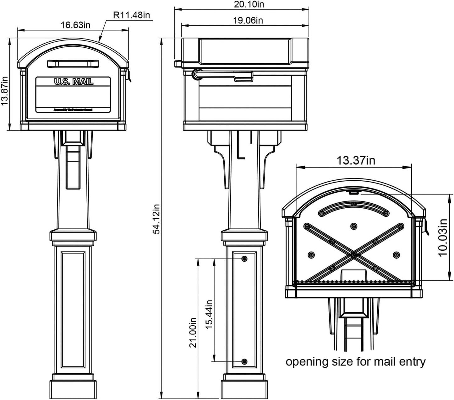 ARCHITECTURAL MAILBOXES Grand Haven Plastic, Mailbox and Post Kit, Black Extra Large
