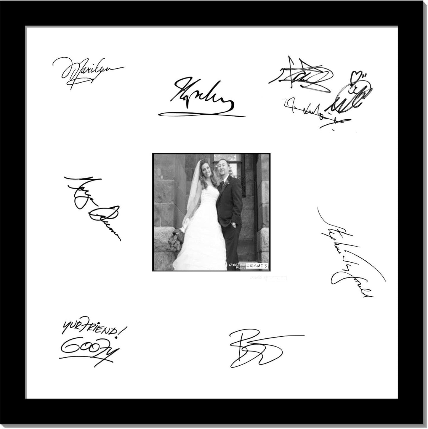 Creative Picture Frames 8X10-16X20Bk-W Signature Frame - Photo Frame With White Mat Holds 8X10-Inch Media Including Installed Wall Hangers