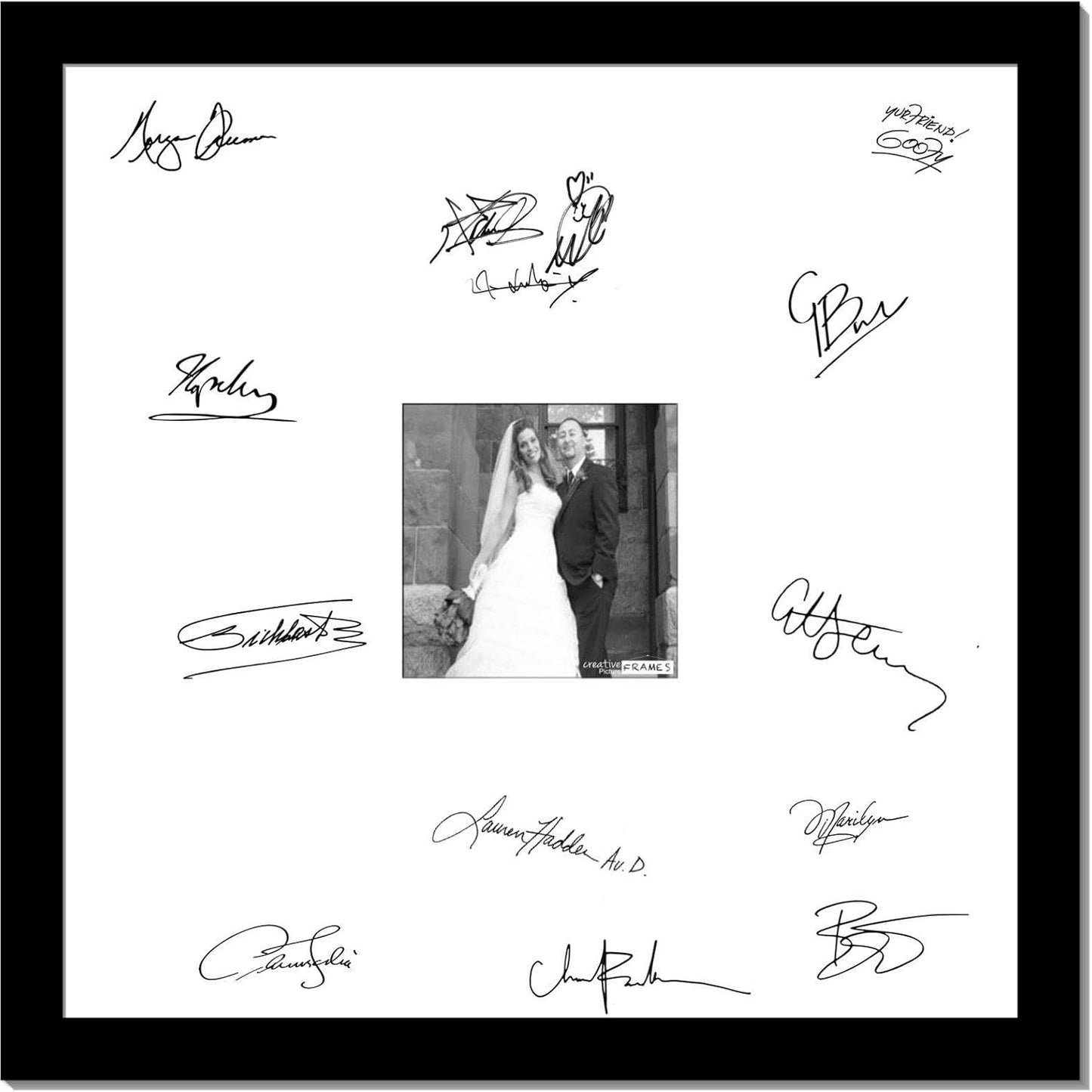 Creative Picture Frames 8X10-16X20Bk-W Signature Frame - Photo Frame With White Mat Holds 8X10-Inch Media Including Installed Wall Hangers