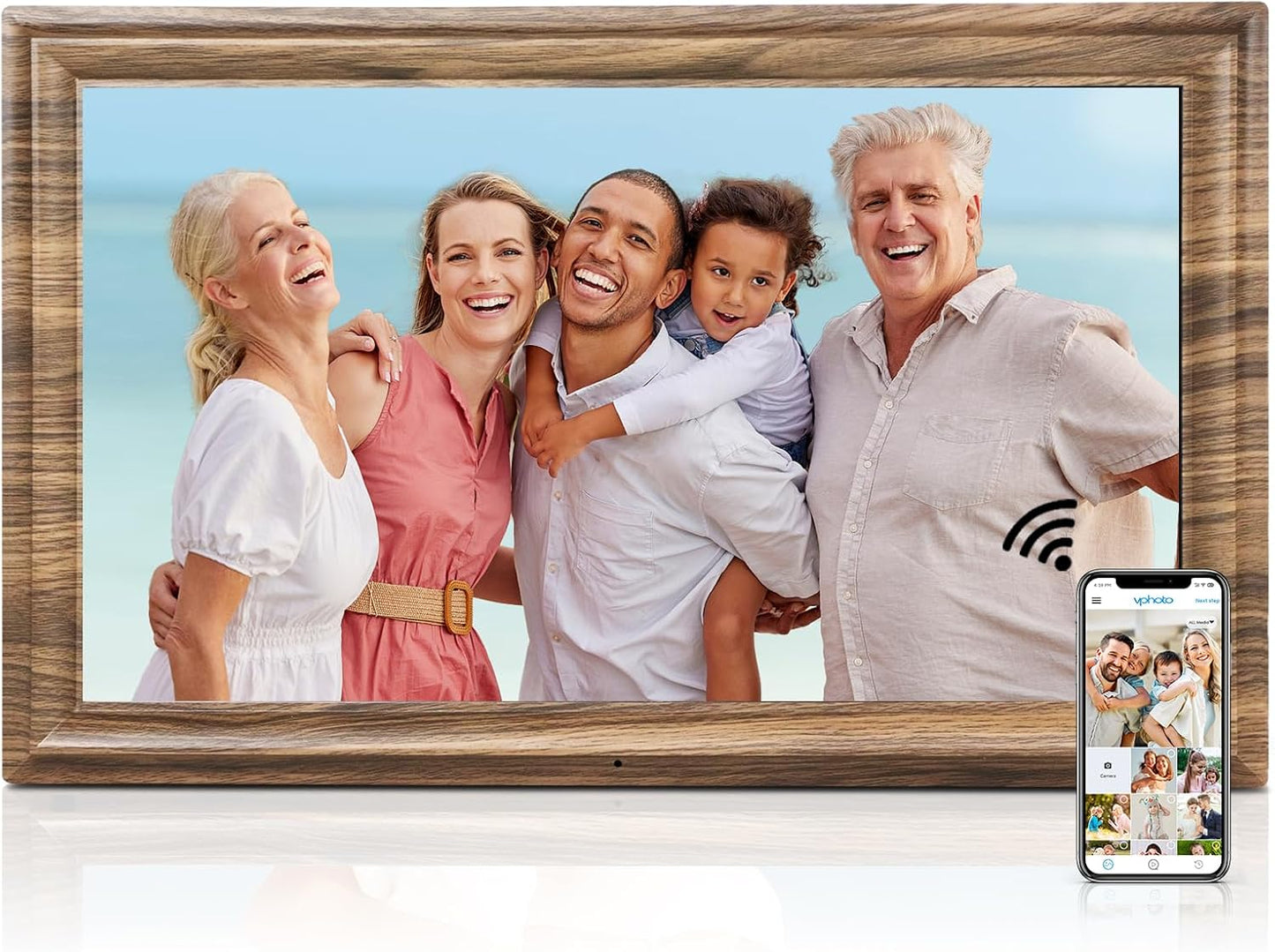 10.1 Inch WiFi Digital Picture Frame, 1280x800HD IPS Touch Screen Digital Photo Frame Electronic,16GB Memory, Auto-Rotate, Wall Mountable, Share Photos/Videos Instantly via Uhale App from Anywhere