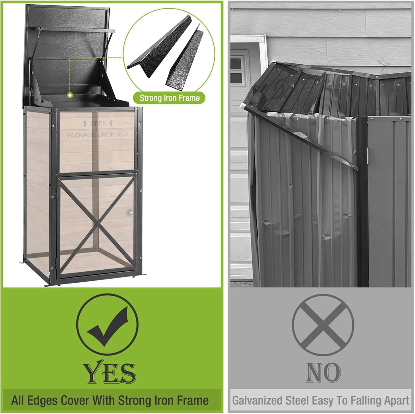 Large Package Delivery Boxes for Outside,Strong Metal Frame Large Parcel Drop Box with Combination Lockable, Secure Anti Theft Package Delivery Box for Porch Curbside
