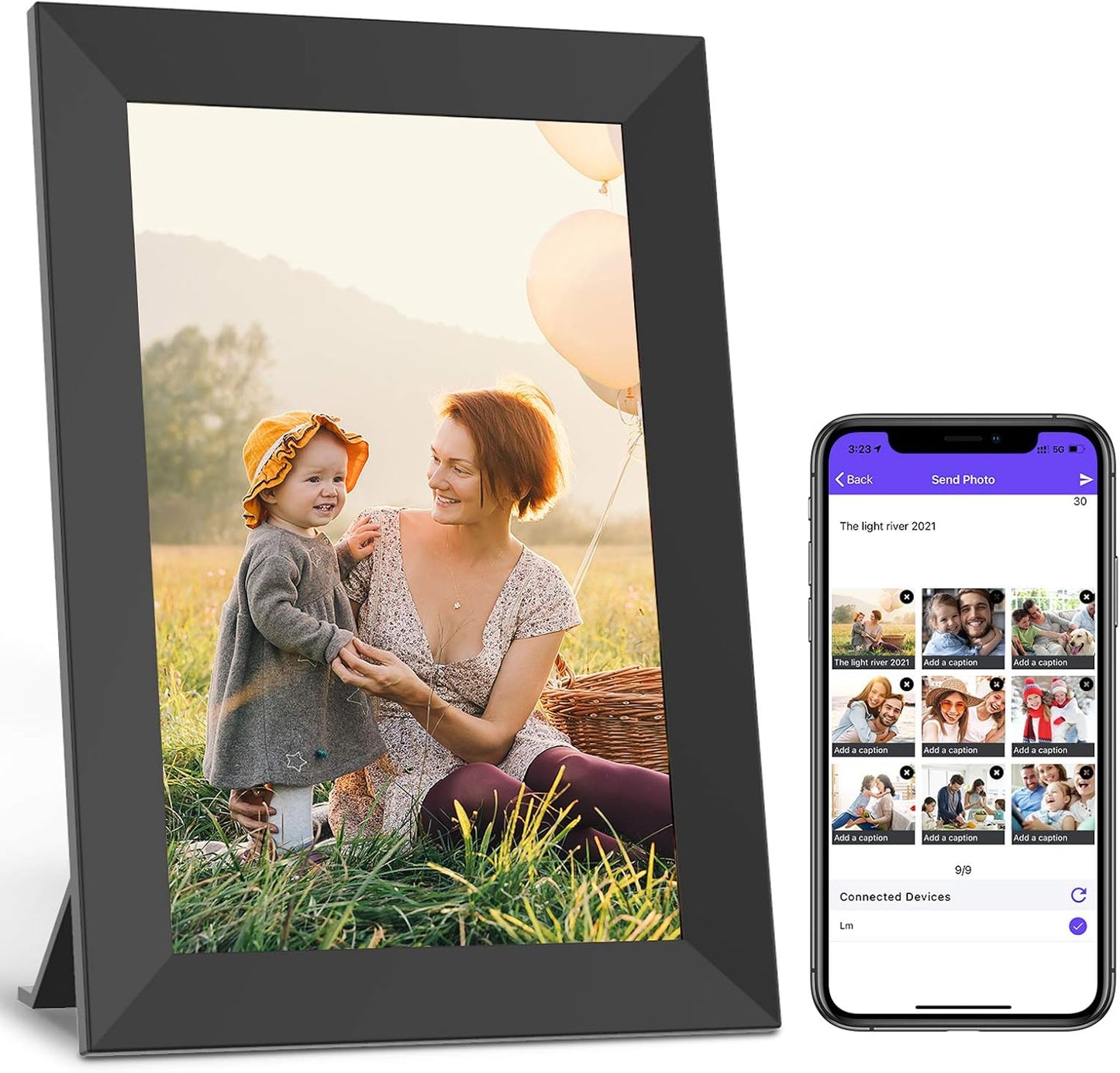 Frameo Digital Picture Frame, 10.1inch WiFi Photos Frames Electronic, 1280x800, HD IPS Touch Screen, 16GB Memory, Auto-Rotate, Wall Mountable, Share Instant Photos/Videos via Frameo-App from Anywhere