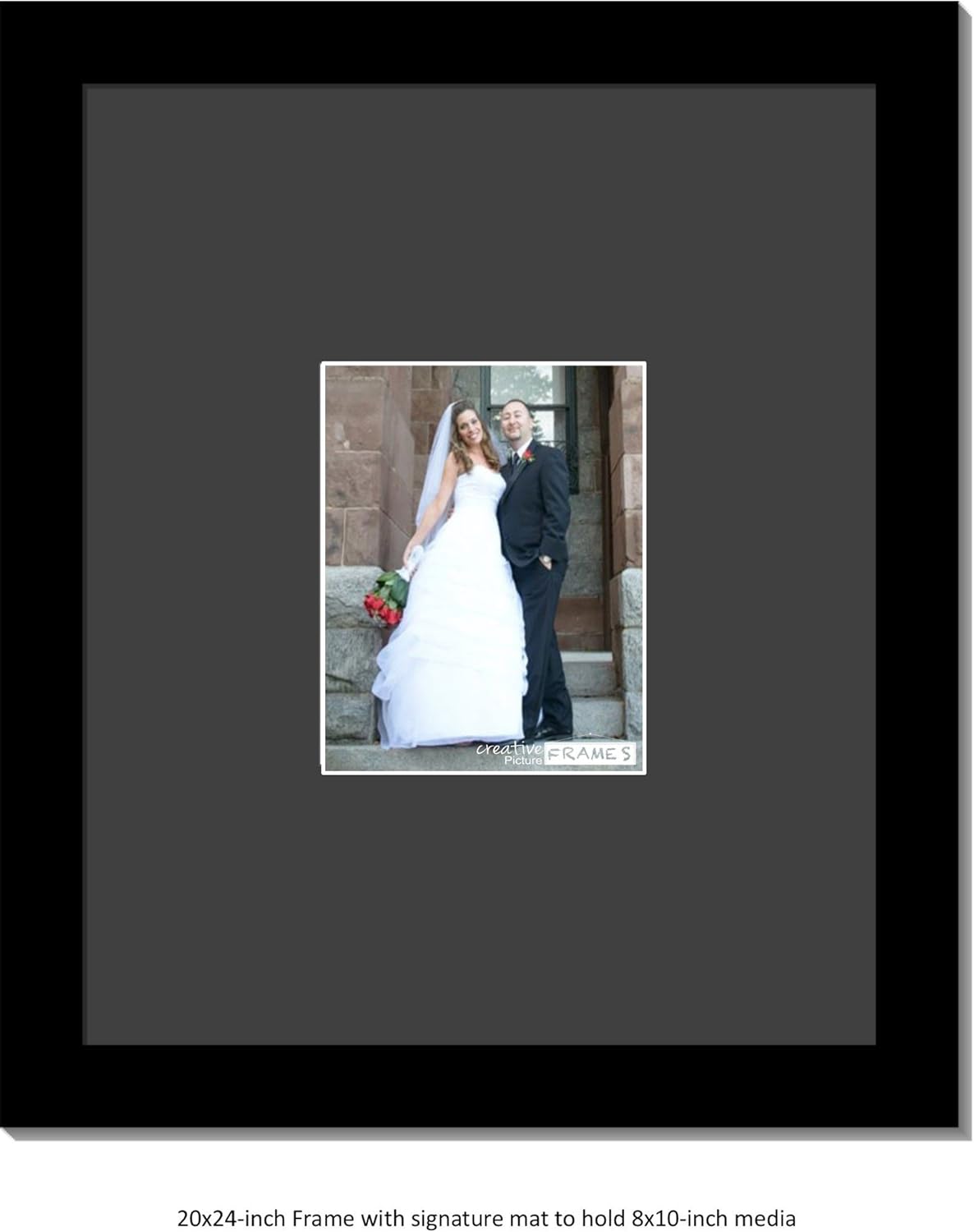 Creative Picture Frames 8X10-16X20Bk-W Signature Frame - Photo Frame With White Mat Holds 8X10-Inch Media Including Installed Wall Hangers