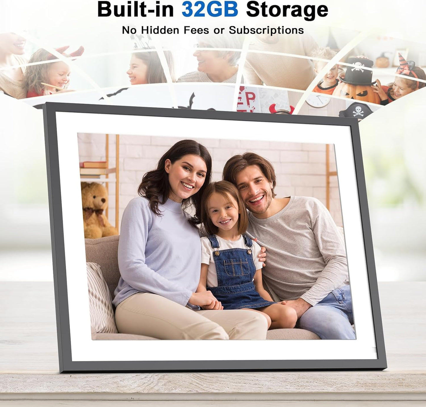 17-inch Digital Picture Album Large Digital Photo Frame - 32GB Smart Photo Frame, Motion Sensor, Send Pictures or Videos via App Email to WiFi Photo Frame, Unlimited Cloud Storage, Wall Mountable