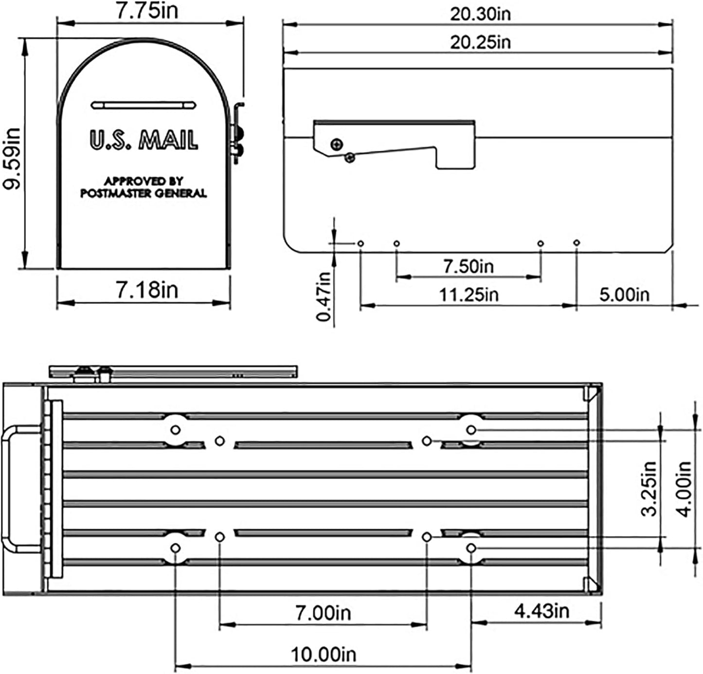 Architectural MAILBOXES Ironside Large Capacity Galvanized Steel black, Post-Mount Mailbox, MB801BAM, Metal, Black