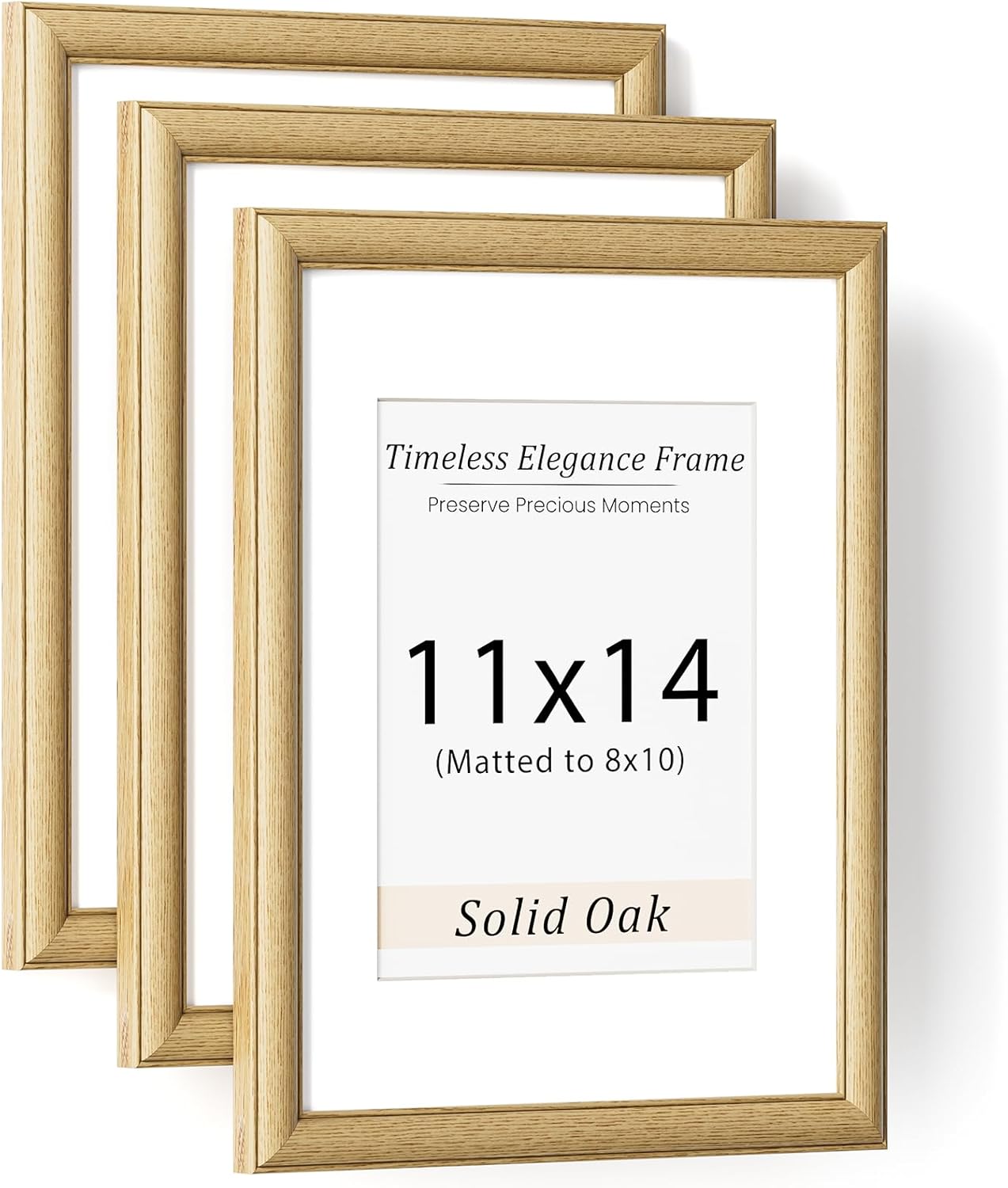 Natural Walnut 11x14 Picture Frames Mat to 8x10 Picture Display Set of 3,Original Wood Handcrafted 11x14 Diploma Frame with Tempered Glass Graduation Family Wedding Certificate Photo Wall Mounted