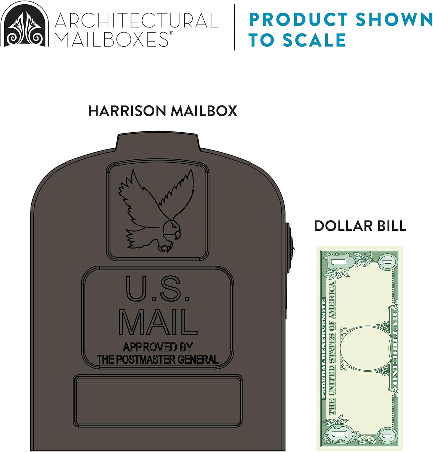 Architectural Mailboxes Harrison™ Rust-Proof Plastic Post Mounted Mail Box for Outside with Post, Bronze, Medium Curbside Mailbox, USPS Approved for Residential Delivery