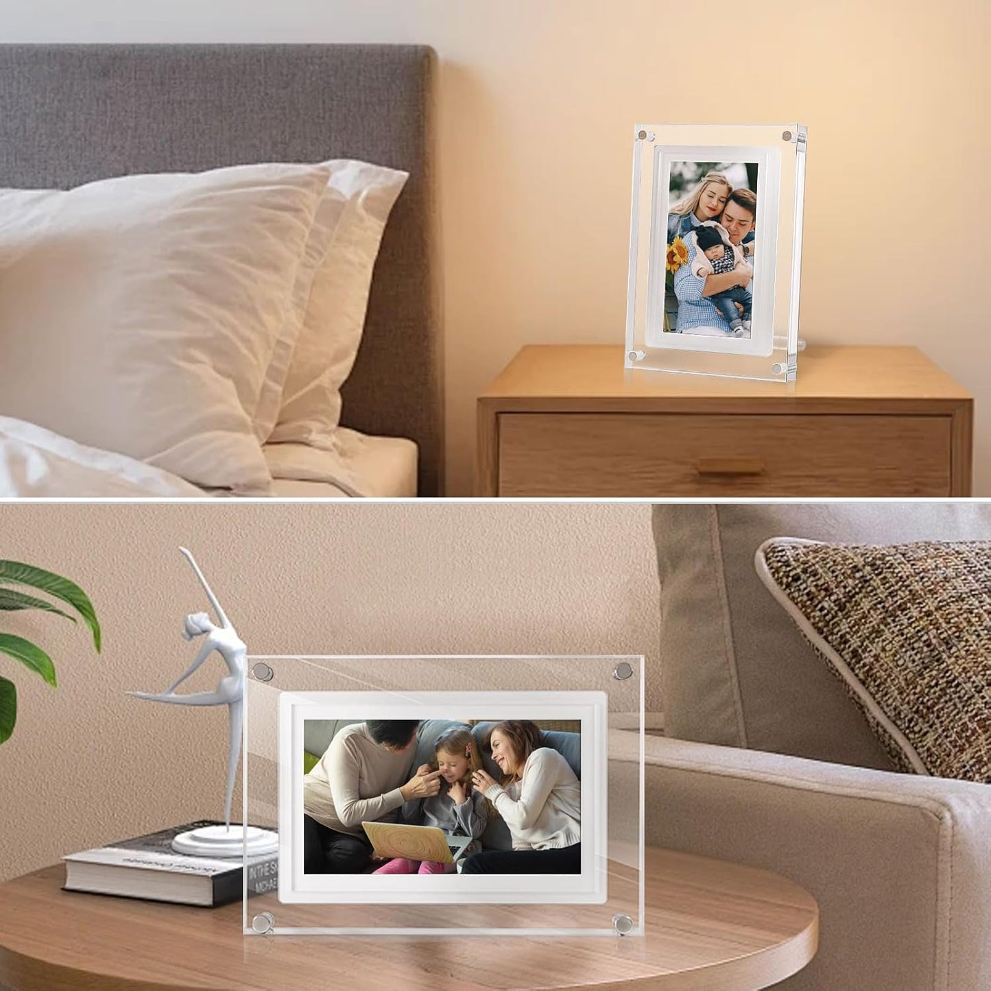 7 inch WiFi Digital Picture Frame,Acrylic Smart Digital Photo Frame,32GB Large Capacity HD IPS Touchscreen,Auto-Rotate,Share Photos/Videos Instantly Via Frameo App from Anywhere