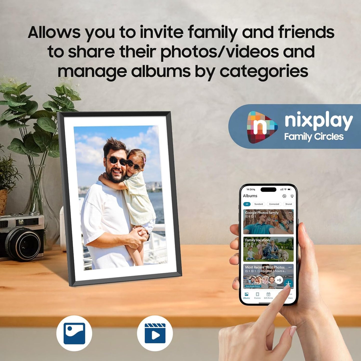 Digital Picture Frame Powered by Nixplay 10.1", Share Photos/Videos via Nixplay App or Email, WiFi Digital Photo Frame with Easy Setup, Support Alexa, Free Cloud Storage, Auto Rotate, Gifts for Mom