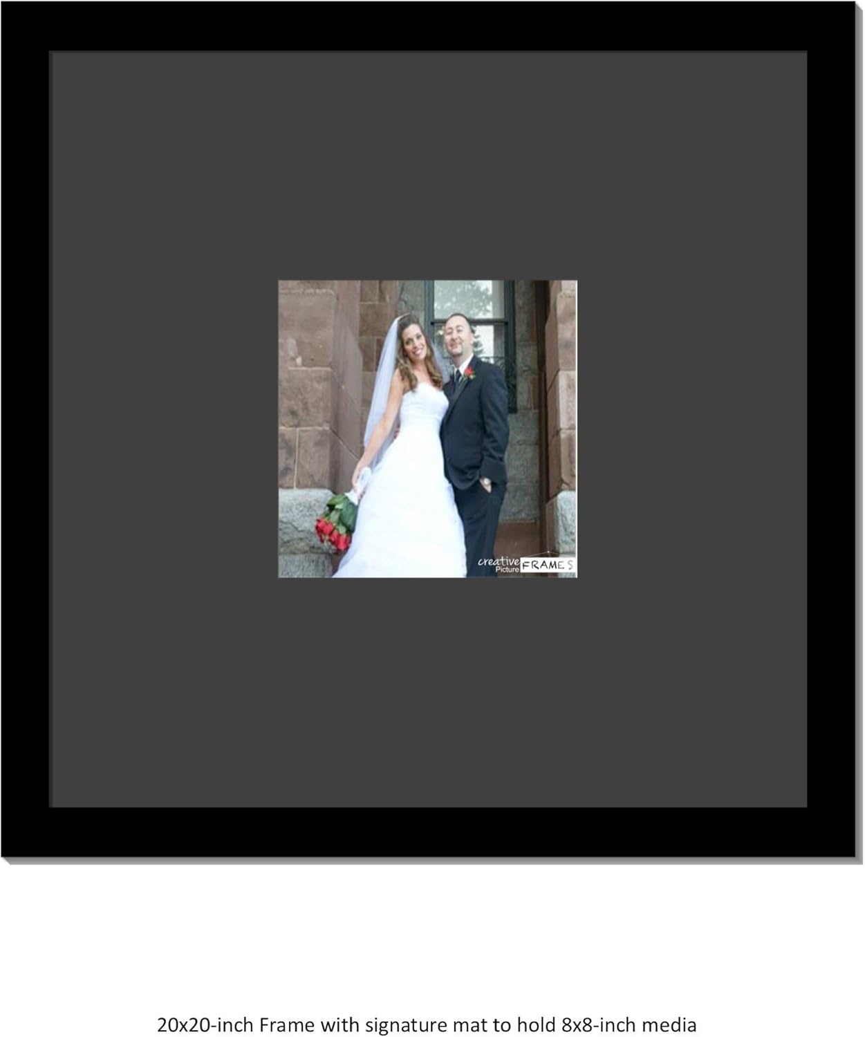 Creative Picture Frames 8X10-16X20Bk-W Signature Frame - Photo Frame With White Mat Holds 8X10-Inch Media Including Installed Wall Hangers