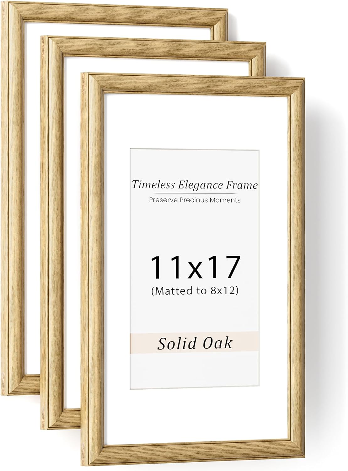 Natural Walnut 11x14 Picture Frames Mat to 8x10 Picture Display Set of 3,Original Wood Handcrafted 11x14 Diploma Frame with Tempered Glass Graduation Family Wedding Certificate Photo Wall Mounted