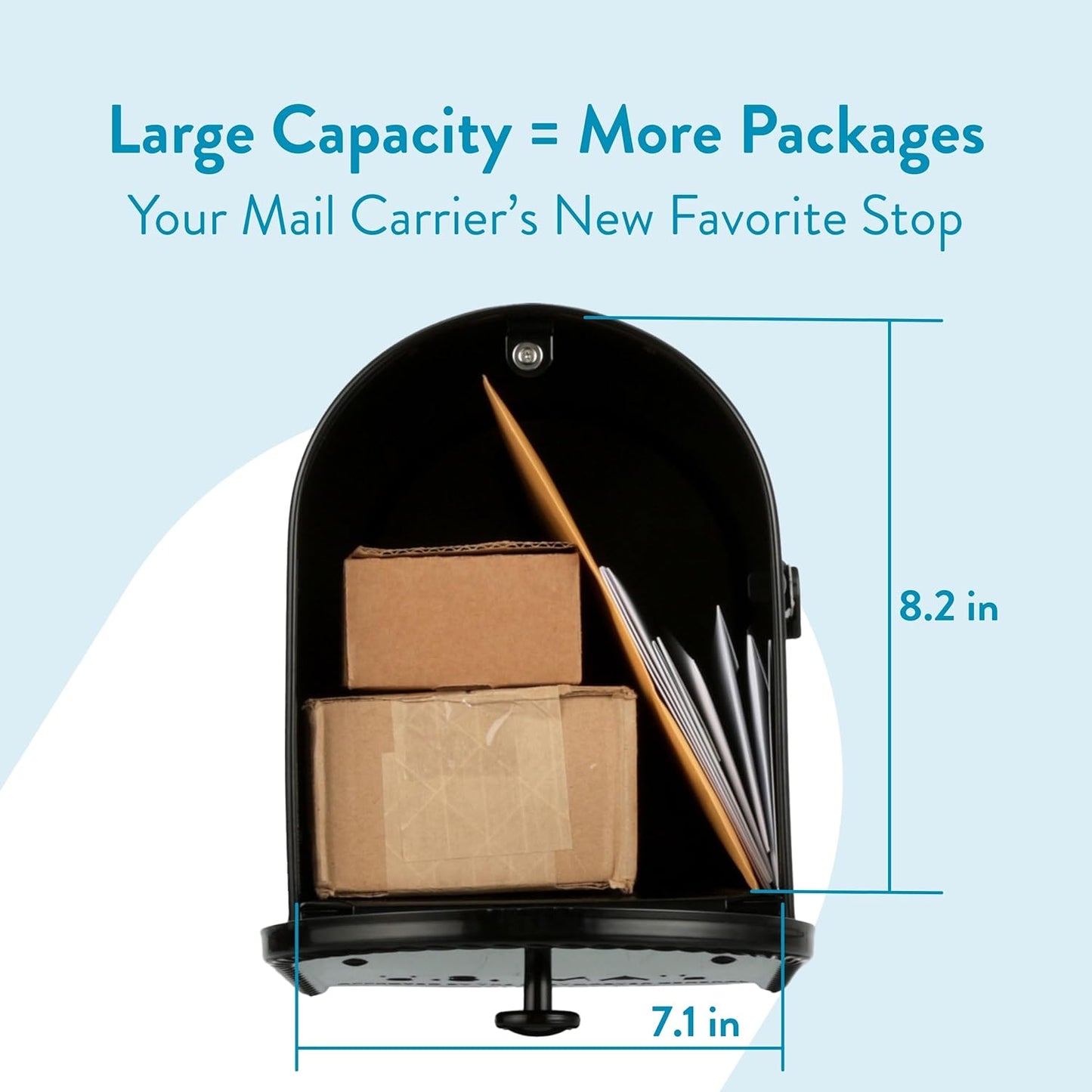 Architectural Mailboxes Edwards™ Weather-Resistant Steel Metal Post Mounted Mail Box for Outside, Black, Large Curbside Mailbox, USPS Approved for Residential Delivery