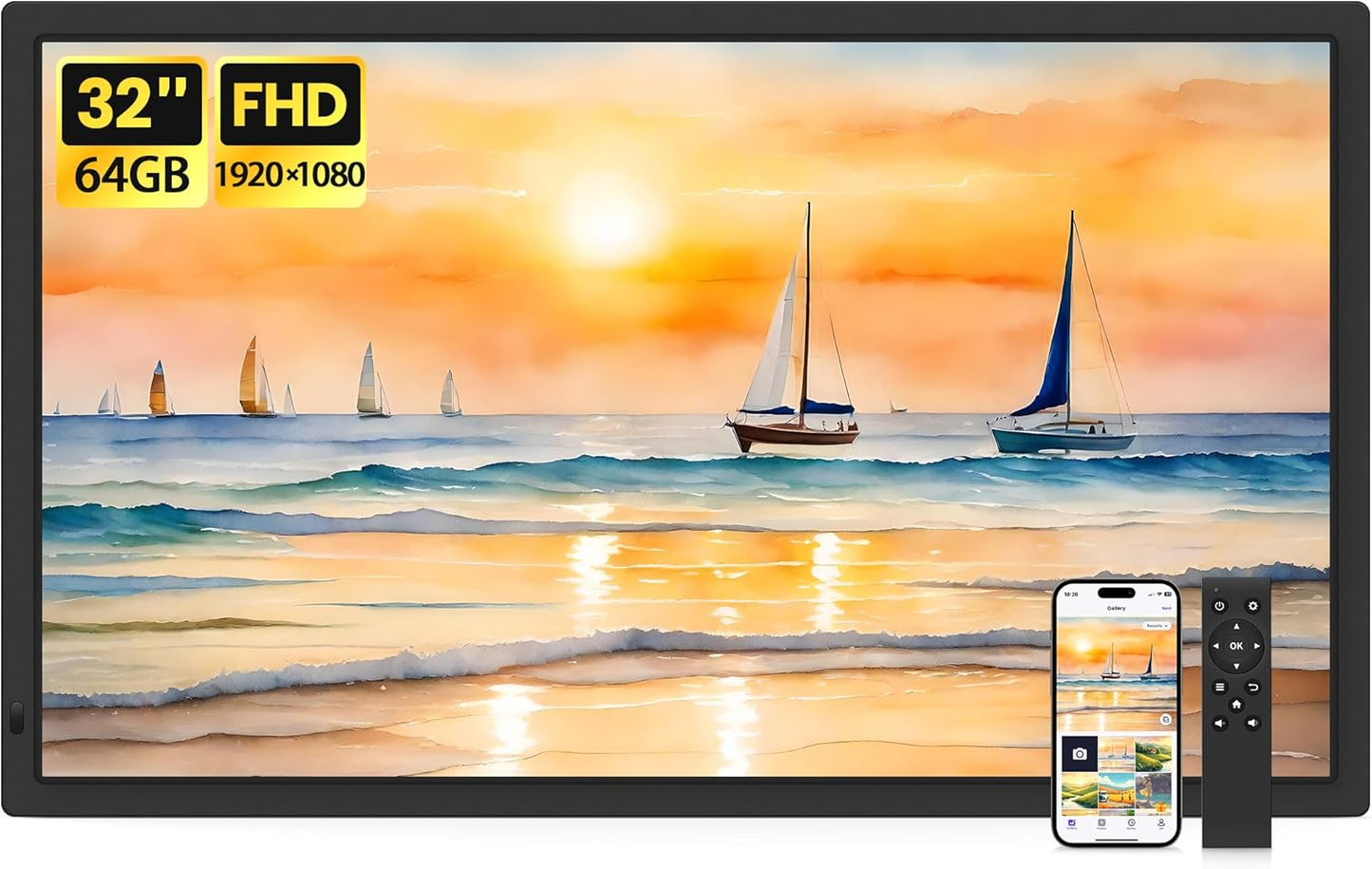 Uhale 10.1" Digital Picture Frame with 32GB Storage Support SD Card, Electronic Photo Frames with 1280x800 HD IPS Touch Screen, Instantly and Securely Share Memories, Send Wishes from Anywhere