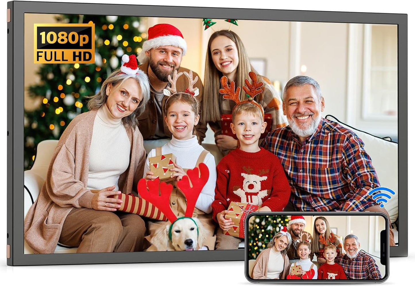 17-inch Digital Picture Album Large Digital Photo Frame - 32GB Smart Photo Frame, Motion Sensor, Send Pictures or Videos via App Email to WiFi Photo Frame, Unlimited Cloud Storage, Wall Mountable