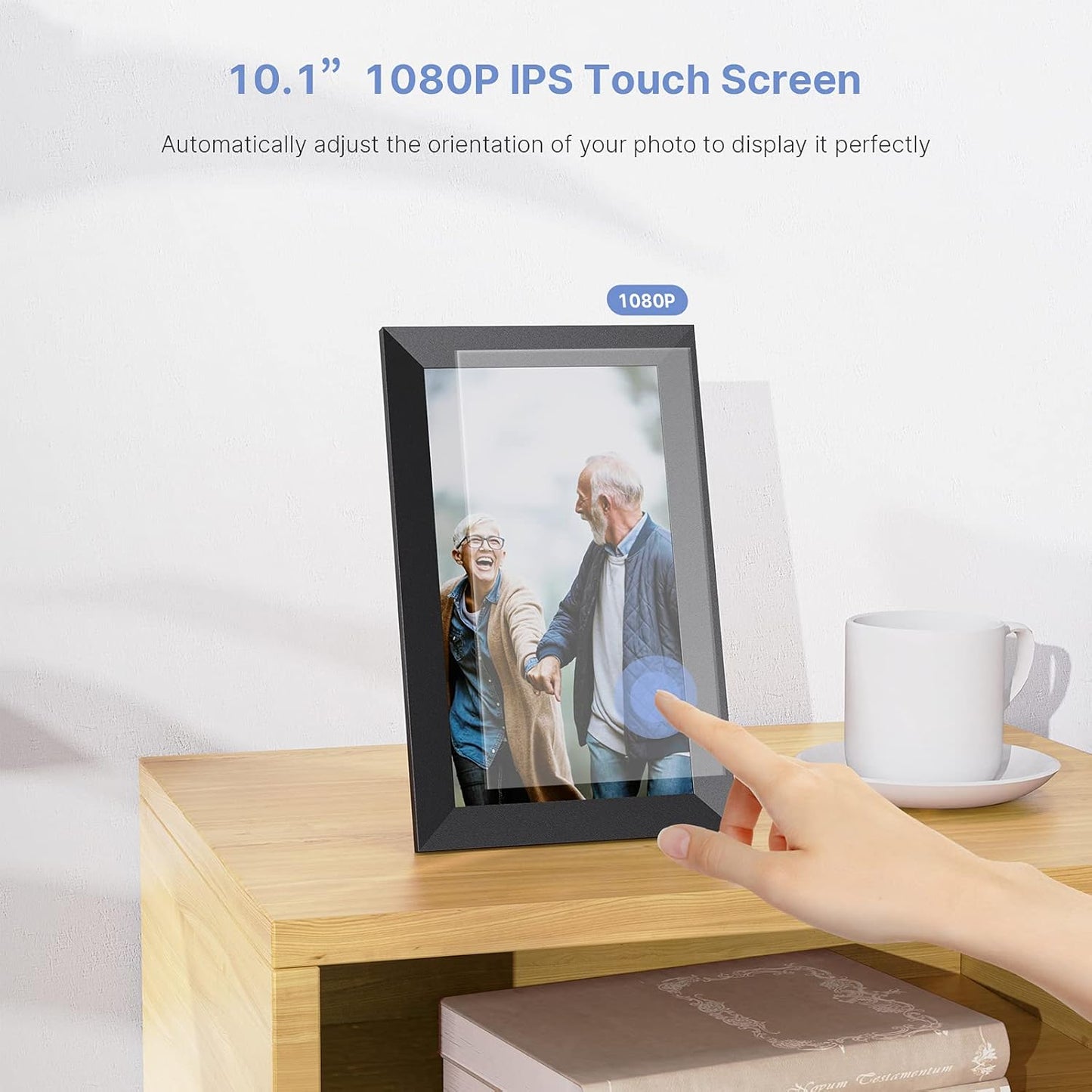 Frameo Digital Picture Frame, 10.1inch WiFi Photos Frames Electronic, 1280x800, HD IPS Touch Screen, 16GB Memory, Auto-Rotate, Wall Mountable, Share Instant Photos/Videos via Frameo-App from Anywhere