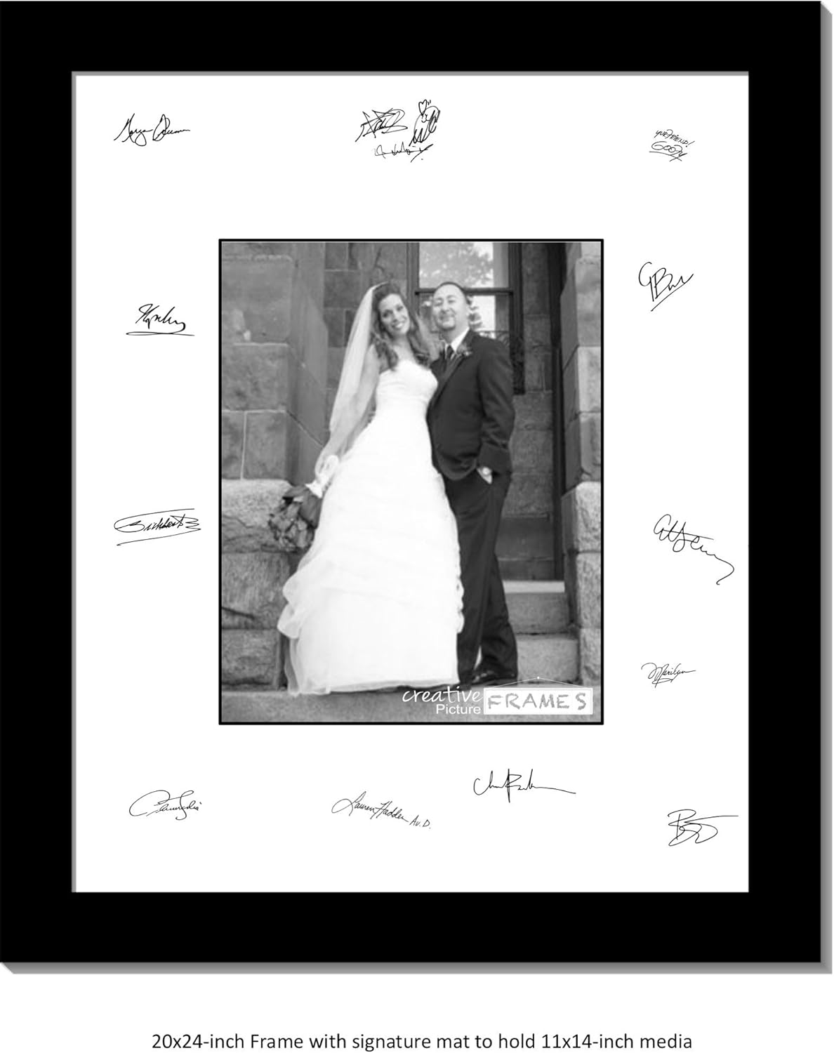 Creative Picture Frames 8X10-16X20Bk-W Signature Frame - Photo Frame With White Mat Holds 8X10-Inch Media Including Installed Wall Hangers