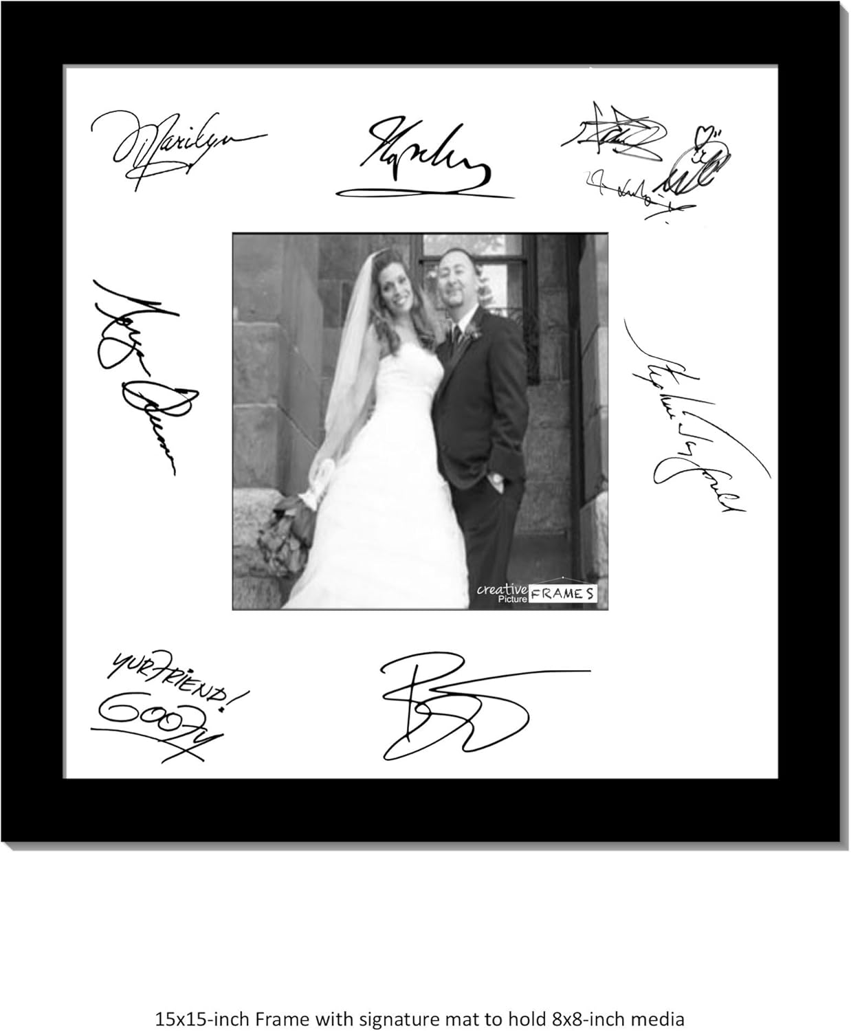 Creative Picture Frames 8X10-16X20Bk-W Signature Frame - Photo Frame With White Mat Holds 8X10-Inch Media Including Installed Wall Hangers