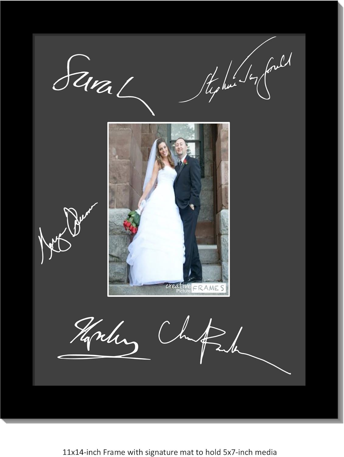 Creative Picture Frames 8X10-16X20Bk-W Signature Frame - Photo Frame With White Mat Holds 8X10-Inch Media Including Installed Wall Hangers