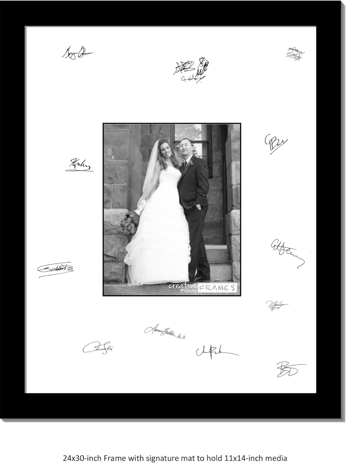 Creative Picture Frames 8X10-16X20Bk-W Signature Frame - Photo Frame With White Mat Holds 8X10-Inch Media Including Installed Wall Hangers