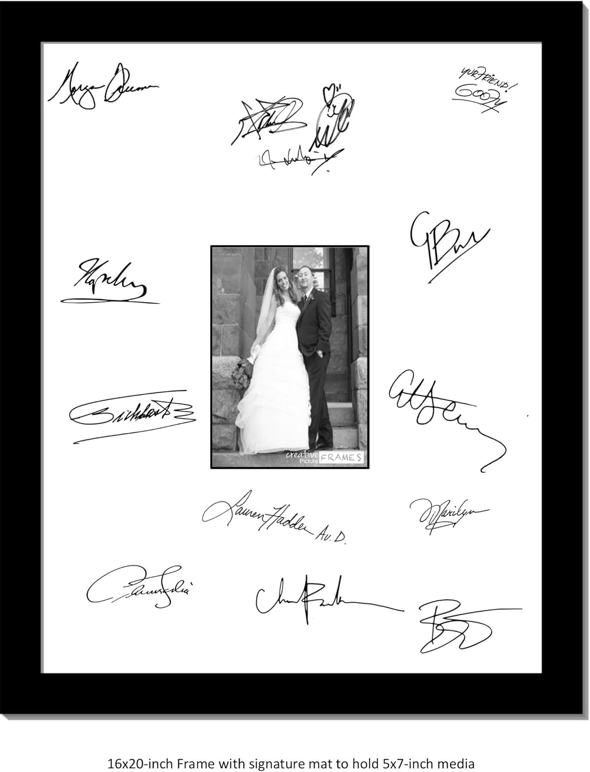 Creative Picture Frames 8X10-16X20Bk-W Signature Frame - Photo Frame With White Mat Holds 8X10-Inch Media Including Installed Wall Hangers