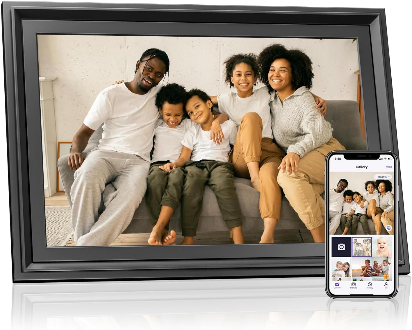 10.1 Inch WiFi Digital Picture Frame, 1280x800HD IPS Touch Screen Digital Photo Frame Electronic,16GB Memory, Auto-Rotate, Wall Mountable, Share Photos/Videos Instantly via Uhale App from Anywhere
