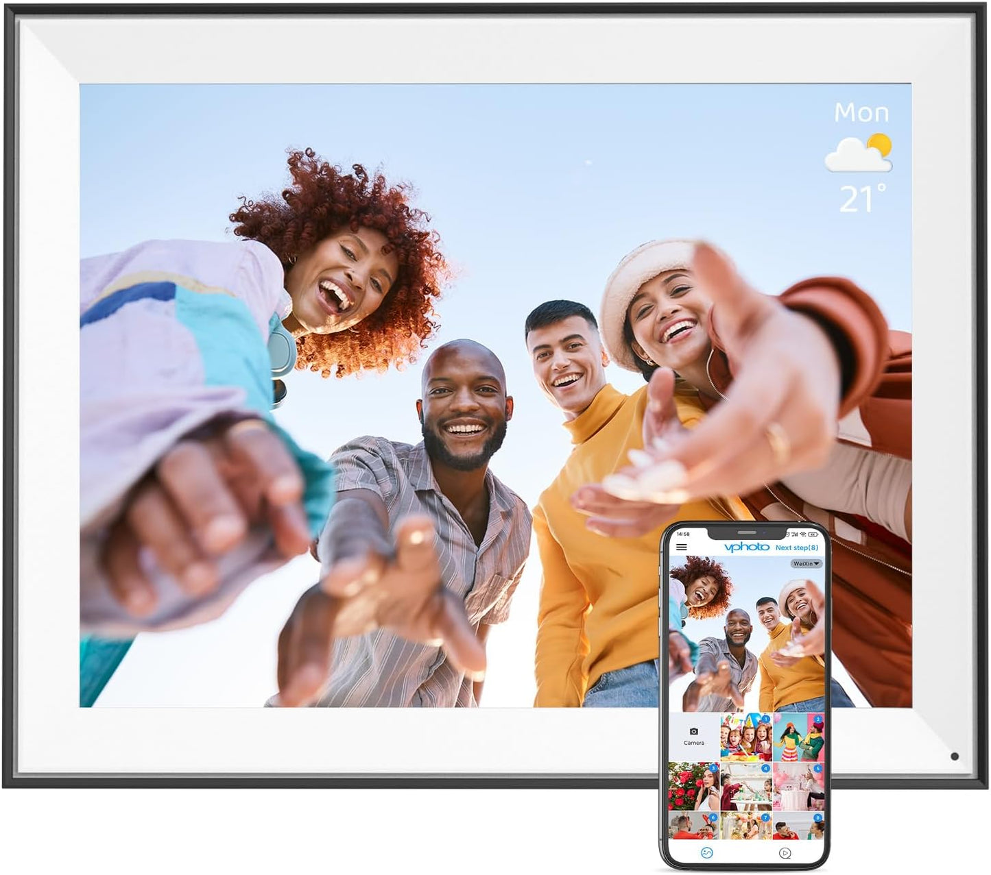 17-inch Digital Picture Album Large Digital Photo Frame - 32GB Smart Photo Frame, Motion Sensor, Send Pictures or Videos via App Email to WiFi Photo Frame, Unlimited Cloud Storage, Wall Mountable