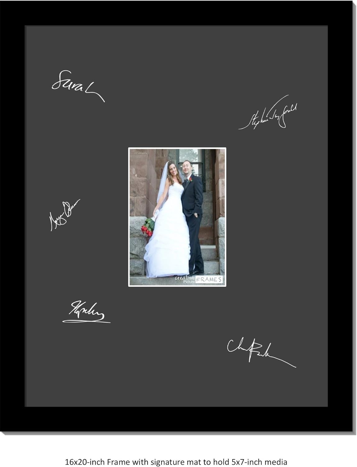 Creative Picture Frames 8X10-16X20Bk-W Signature Frame - Photo Frame With White Mat Holds 8X10-Inch Media Including Installed Wall Hangers