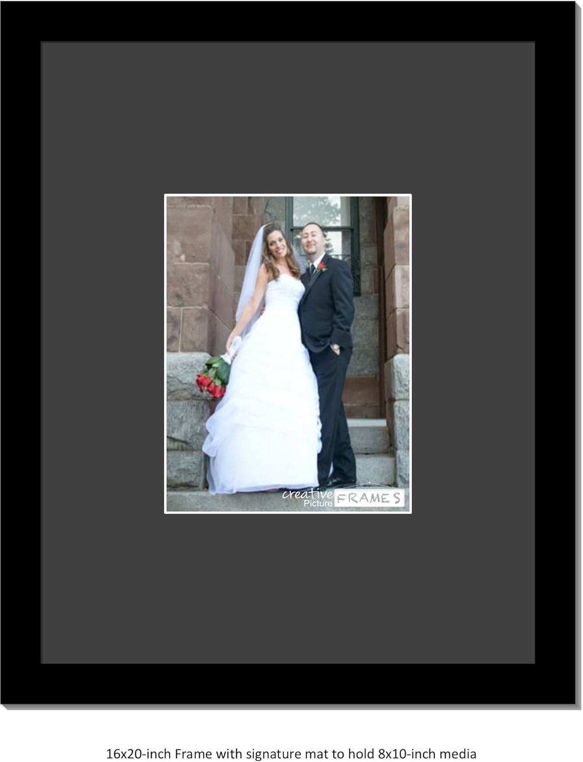 Creative Picture Frames 8X10-16X20Bk-W Signature Frame - Photo Frame With White Mat Holds 8X10-Inch Media Including Installed Wall Hangers