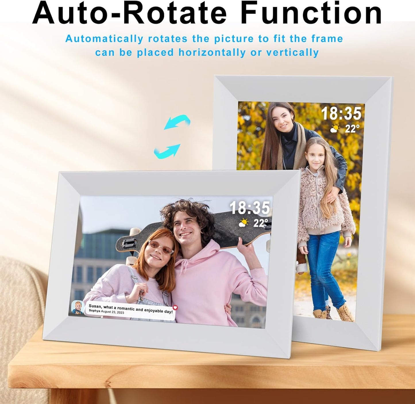 Frameo 10.1 Inch Smart WiFi Digital Photo Frame,Digital Picture Frame Wi-Fi with 32GB Storage & SD Slot, Electronic Picture Frame IPS Touch Screen with Auto-Rotate, Frameo Digital Frame WiFi -White
