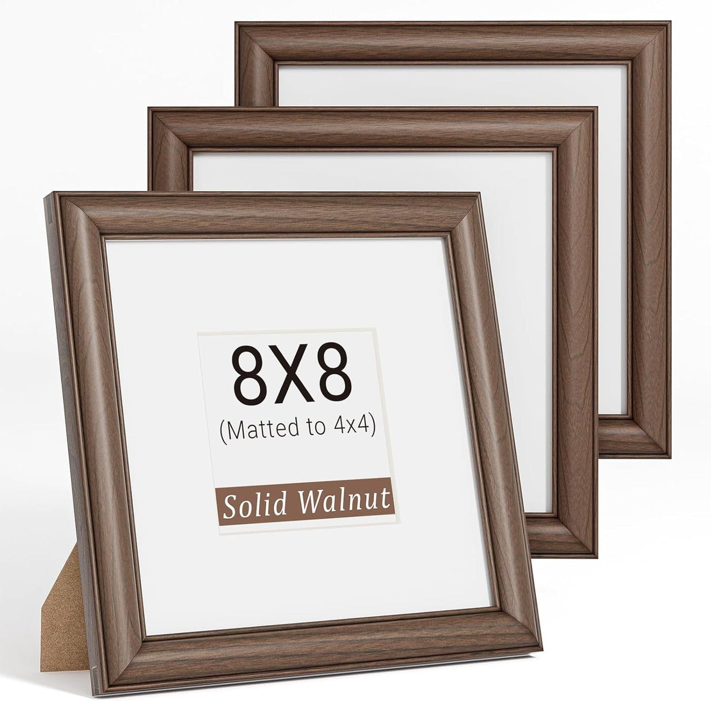 Natural Walnut 11x14 Picture Frames Mat to 8x10 Picture Display Set of 3,Original Wood Handcrafted 11x14 Diploma Frame with Tempered Glass Graduation Family Wedding Certificate Photo Wall Mounted