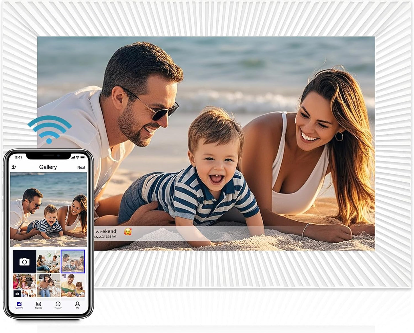 Digital Picture Frame, Frameo 10.1 inch Smart WiFi Digital Photo Frame with HD IPS Touch Screen Slideshow Display 32GB Memory Auto-Rotate, Photo Frame Electronic Best Gifts for Birthday, Wedding, Mom