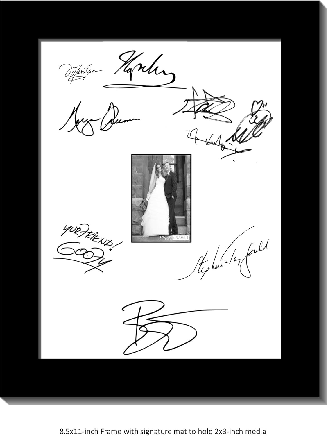 Creative Picture Frames 8X10-16X20Bk-W Signature Frame - Photo Frame With White Mat Holds 8X10-Inch Media Including Installed Wall Hangers