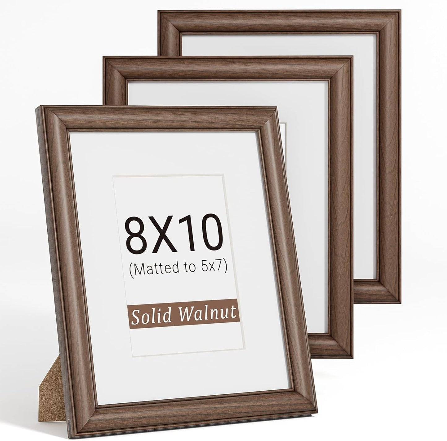 Natural Walnut 11x14 Picture Frames Mat to 8x10 Picture Display Set of 3,Original Wood Handcrafted 11x14 Diploma Frame with Tempered Glass Graduation Family Wedding Certificate Photo Wall Mounted