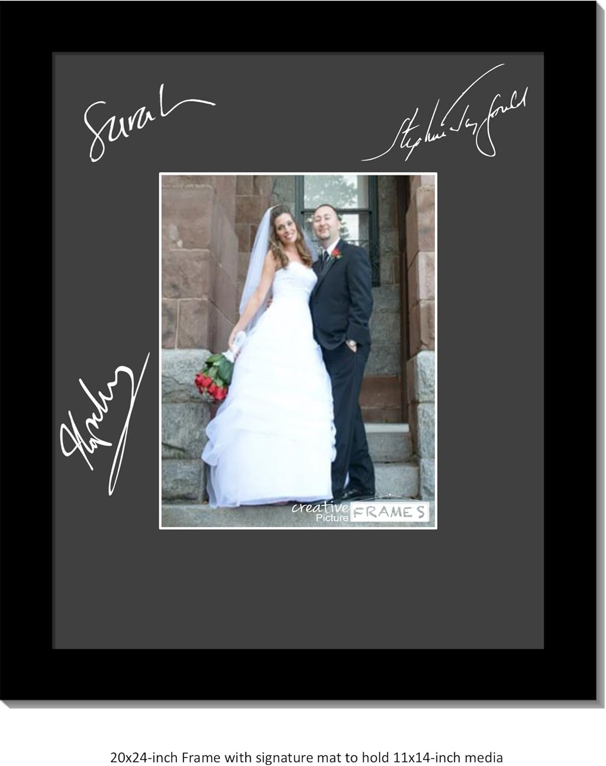 Creative Picture Frames 8X10-16X20Bk-W Signature Frame - Photo Frame With White Mat Holds 8X10-Inch Media Including Installed Wall Hangers